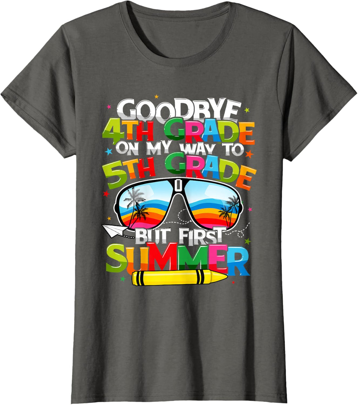 Goodbye 4th Grade Graduation To 5th Grade Hello Summer Kids T-Shirt - Asphalt Grey