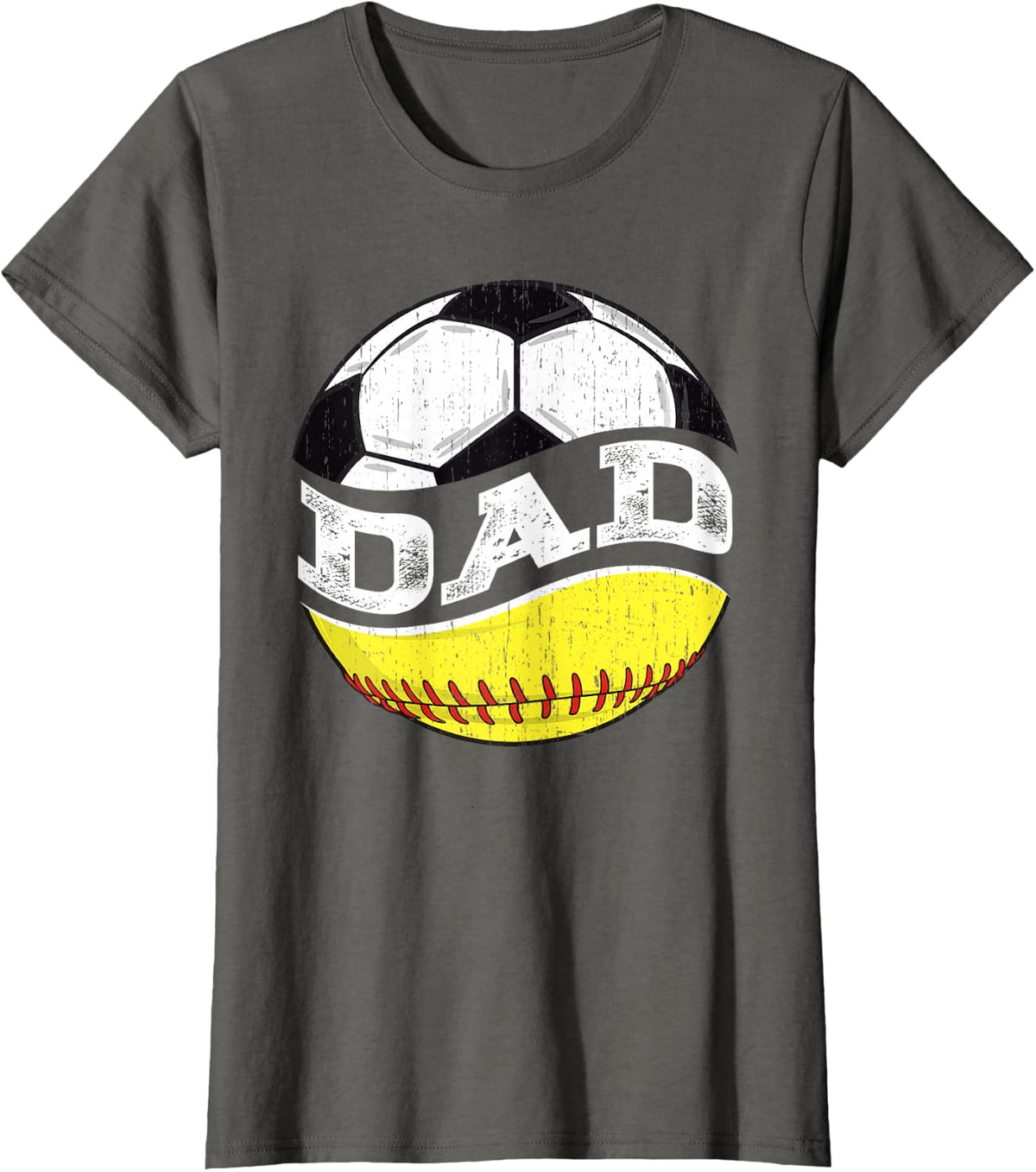 Ball Dad Funny Soccer Softball Dad T-Shirt - Asphalt Grey
