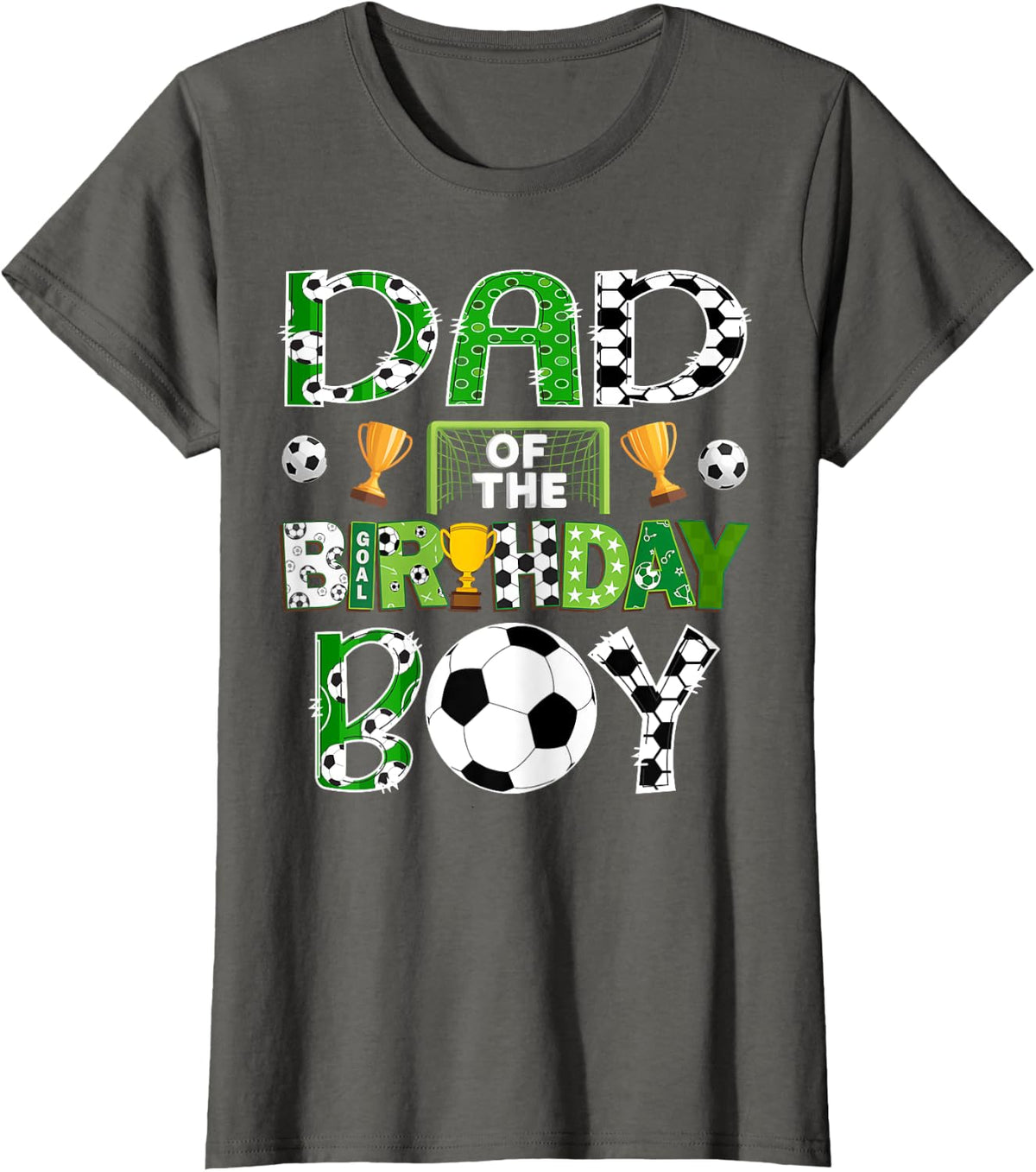 Dad Of The Birthday Boy Soccer Player Game Day T-Shirt - Asphalt Grey