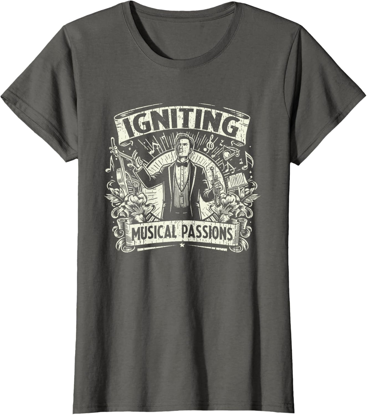 Igniting Musicals Passions Band Director T-Shirt - Asphalt Grey