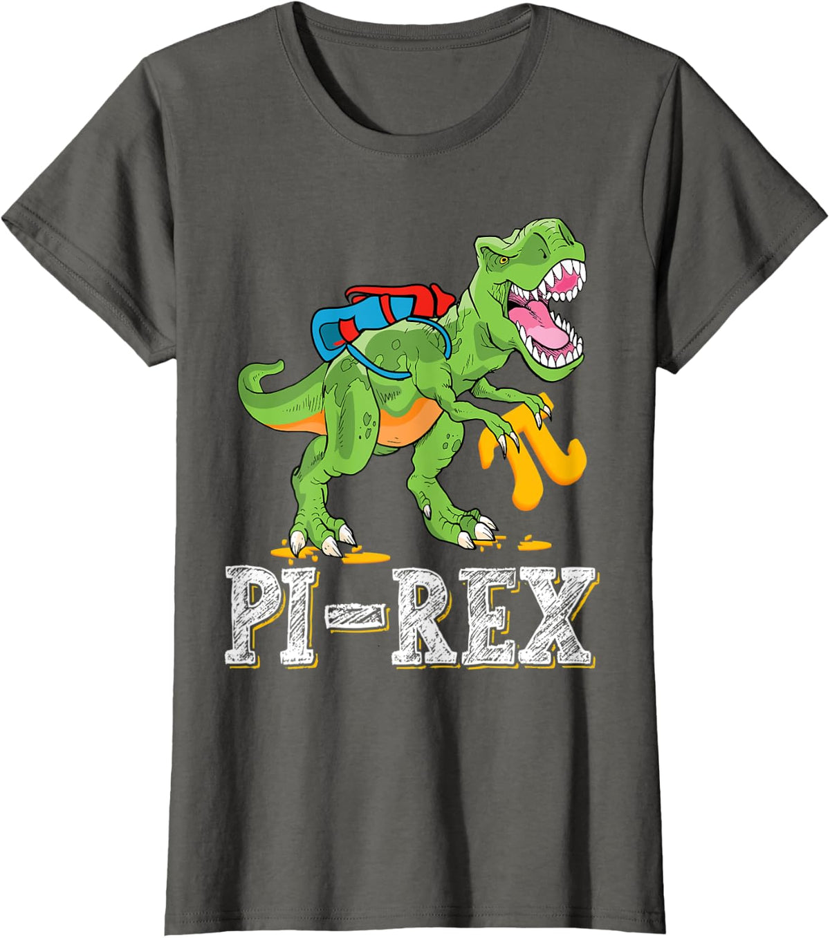 Pi-Rex Funny Dinosaur T-Rex Pi Day Math Teachers and Kids T-Shirt - Asphalt Grey