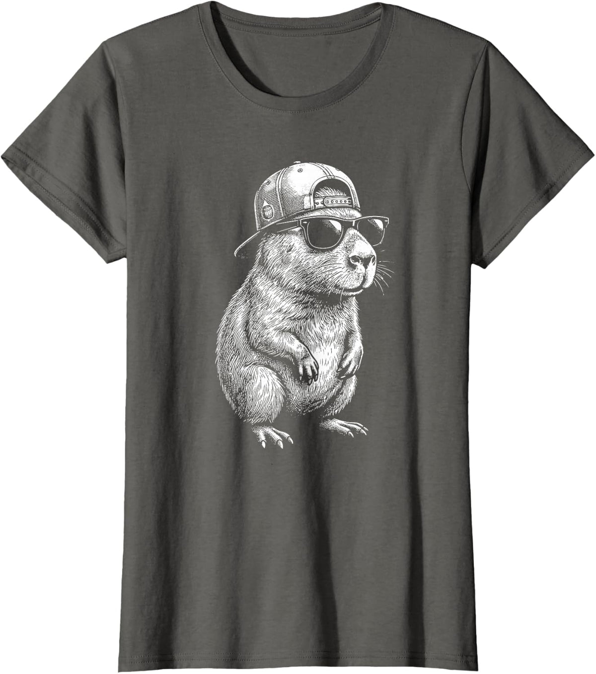 Capybara Sunglasses Cool T-Shirt Boys Kids Tees Men Youth Graphic Tee - Asphalt Grey