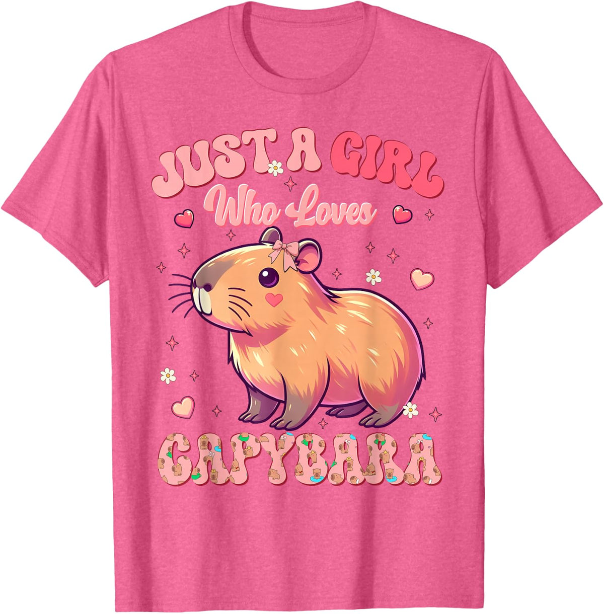 Just A Girl Who Loves Capybara Funny Graphic Girls Women Tee T-Shirt - Pink Heather