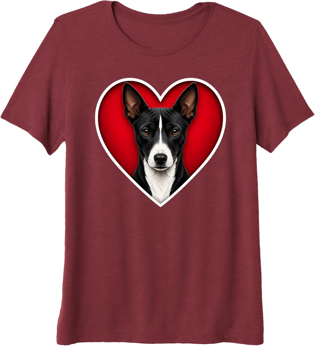 Black and White Basenji Heart Premium Tri-Blend T-Shirt - Burgundy