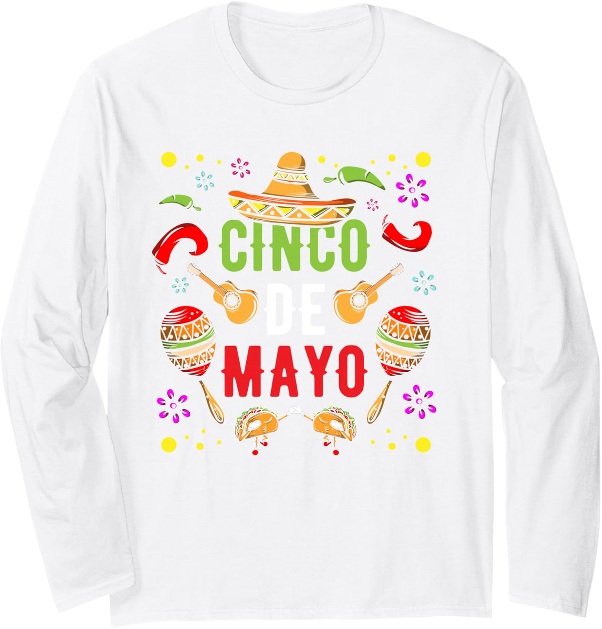 Fiesta Cinco De Mayo - taco mexican cinco de mayo Long Sleeve T-Shirt - Adult Unisex White