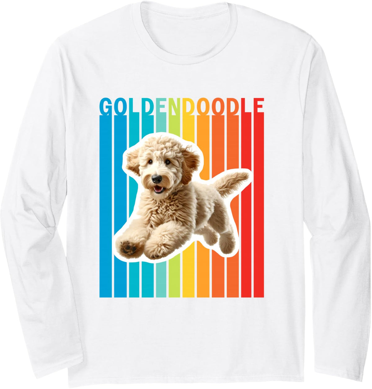 Colourful Goldendoodle Long Sleeve T-Shirt - Adult Unisex White
