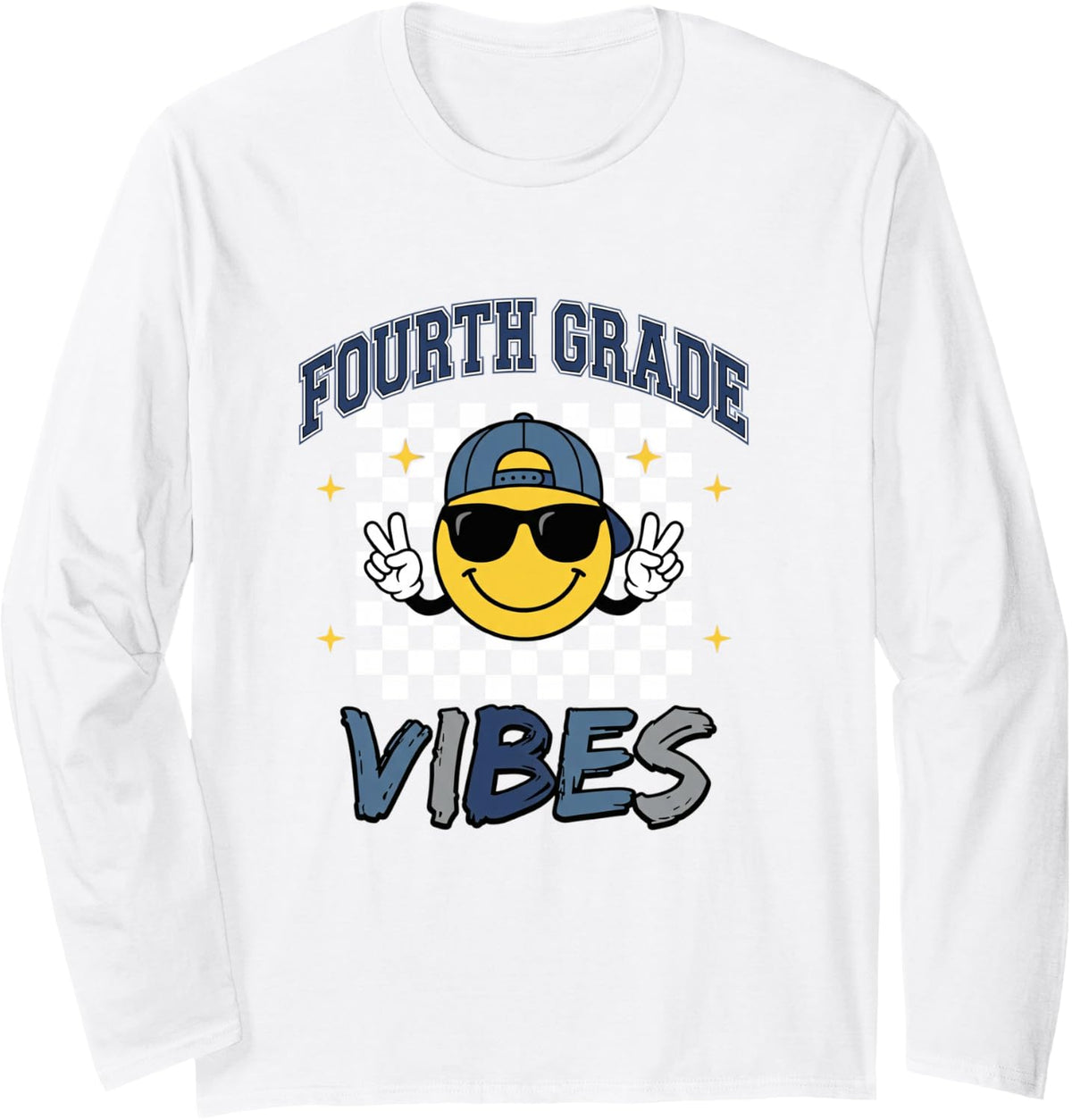Fourth Grade Vibes Back to School Boys Student Retro Long Sleeve T-Shirt - Adult Unisex White