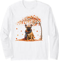 French Bulldogs Hello Autumn Leaf Fall For Dog Lover Long Sleeve T-Shirt - Adult Unisex White