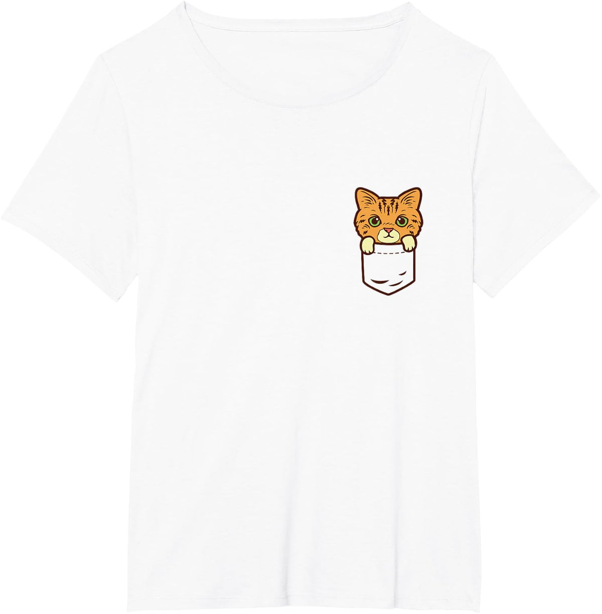Pocket Cat Cute Kitten Face Pet Lover Owner Men Women Gift T-Shirt - White