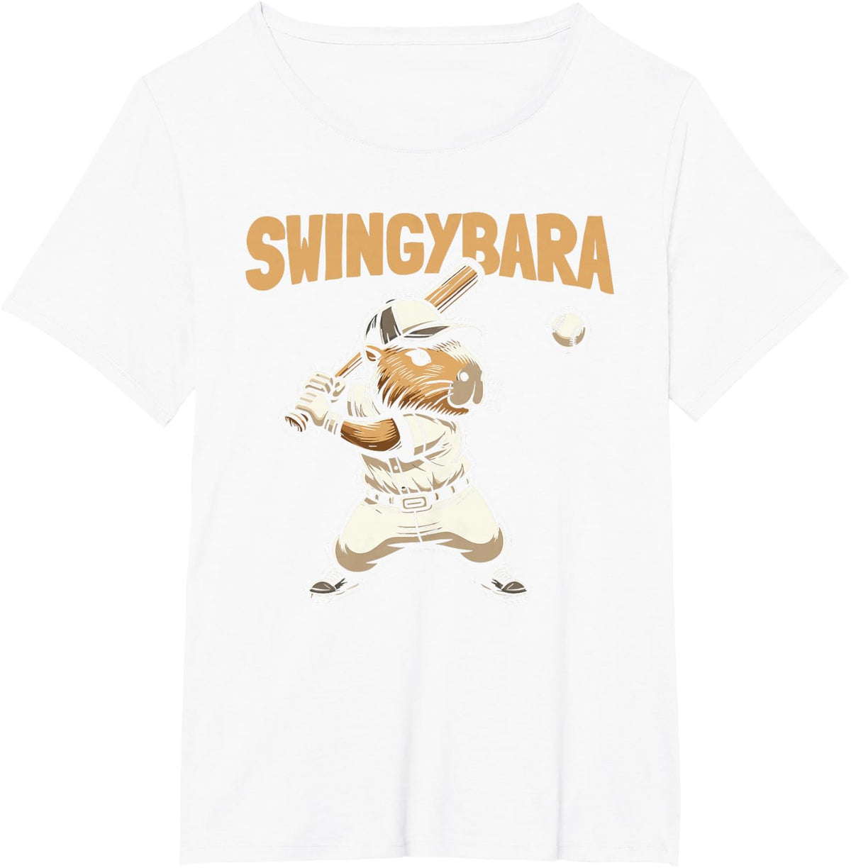 Capybara Softball Batter Catcher Pitcher Swingybara Tee T-Shirt For Girls Boys Women Men - White