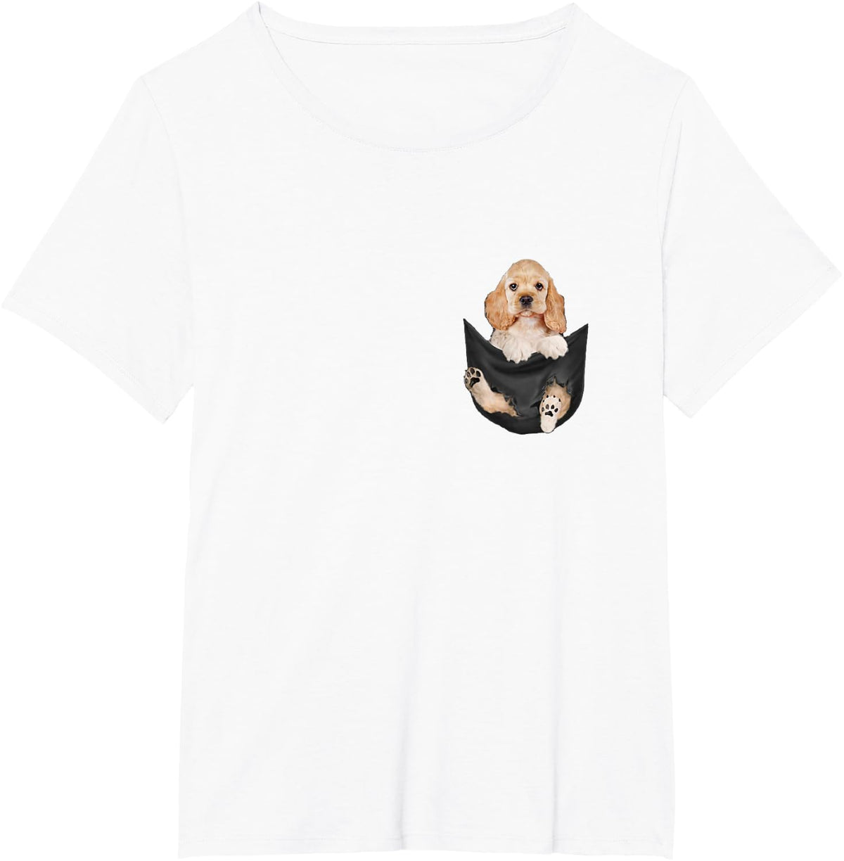 Dog Lovers Gifts Cocker Spaniel in Pocket Funny Dog Face T-Shirt - White