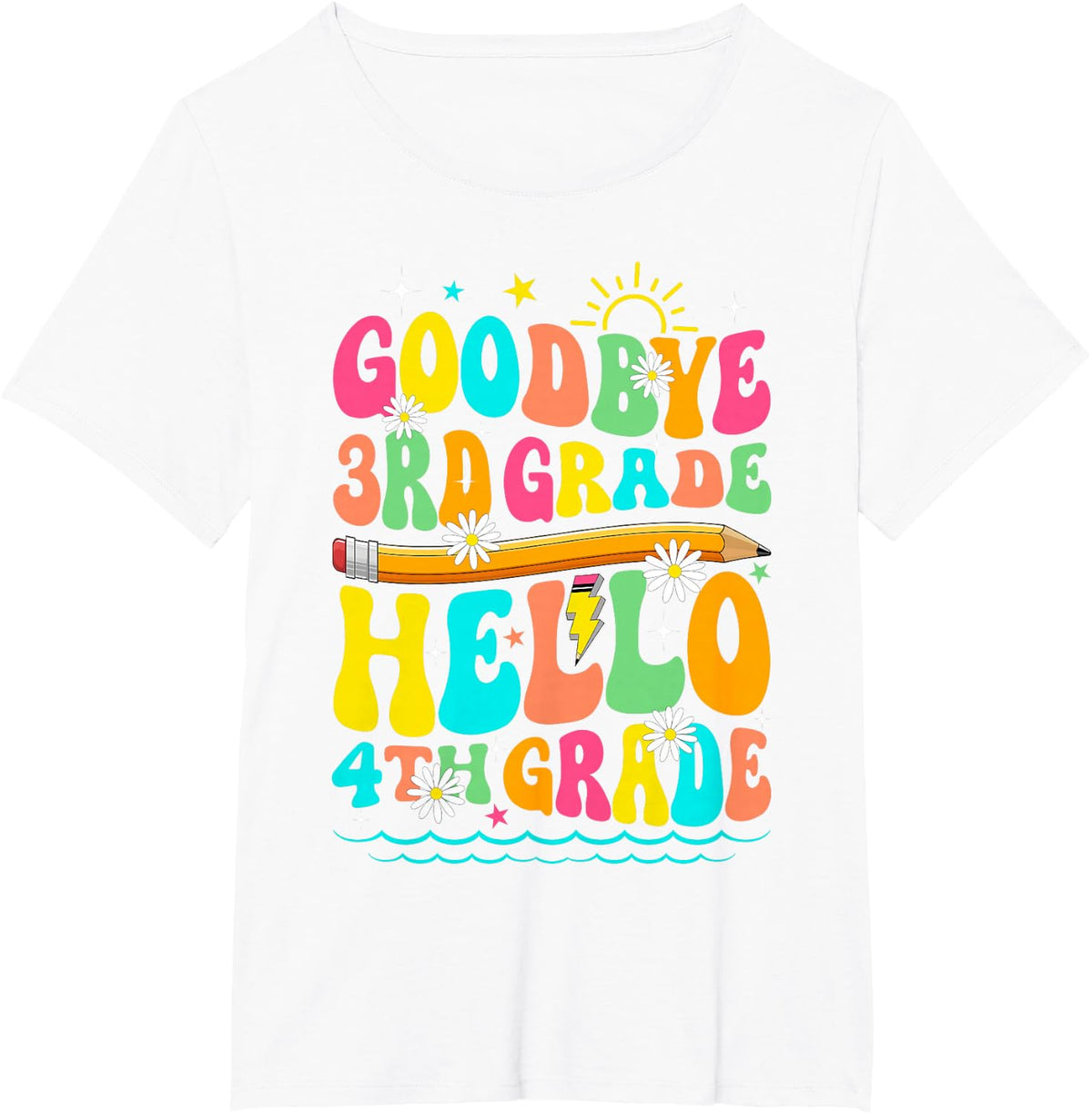Groovy Goodbye 3rd Grade Hello 4th Grade First Day Of School T-Shirt - White