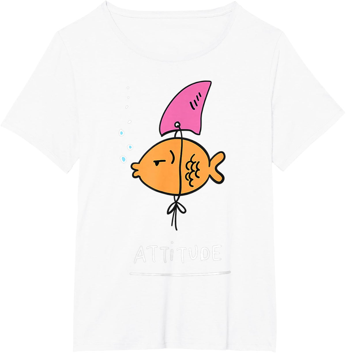 Fish With Attitude - Funny Sassy Sarcastic Cute Shark Fin T-Shirt - White