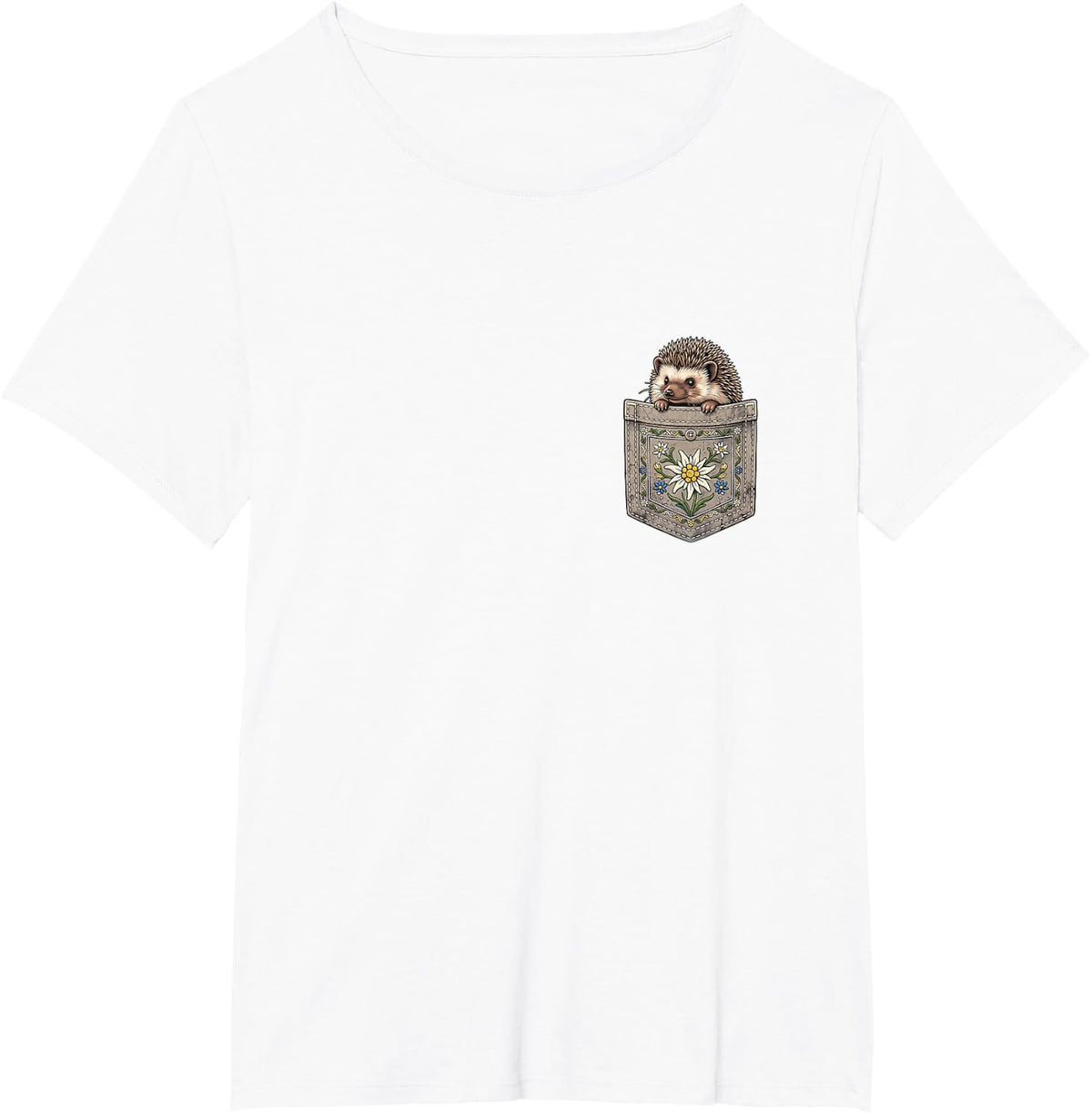 Wiesn Hedgehog Chest Pocket T-Shirt - White