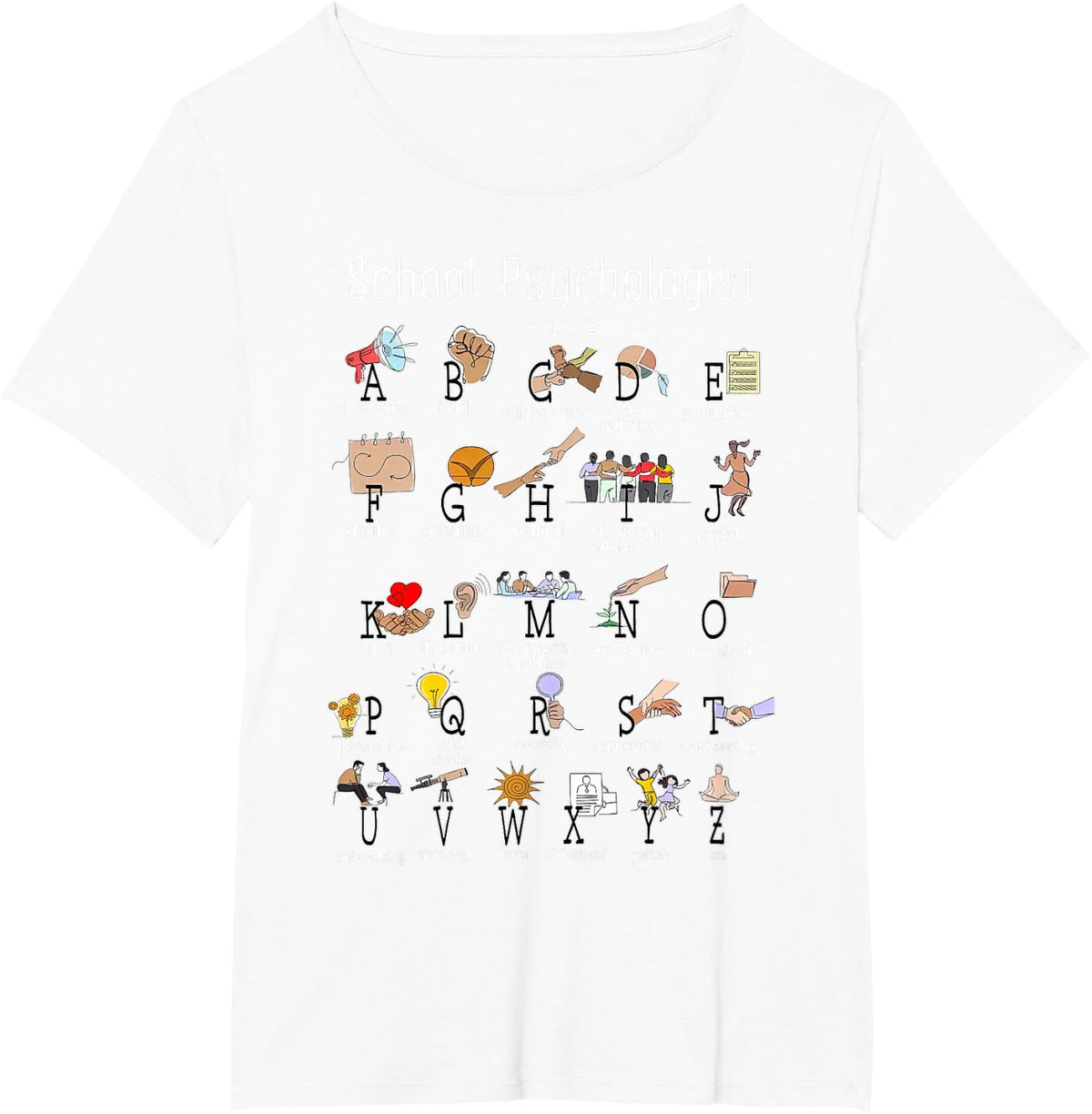 School Psychologist Alphabet ABCs Psychology Back to School T-Shirt - White