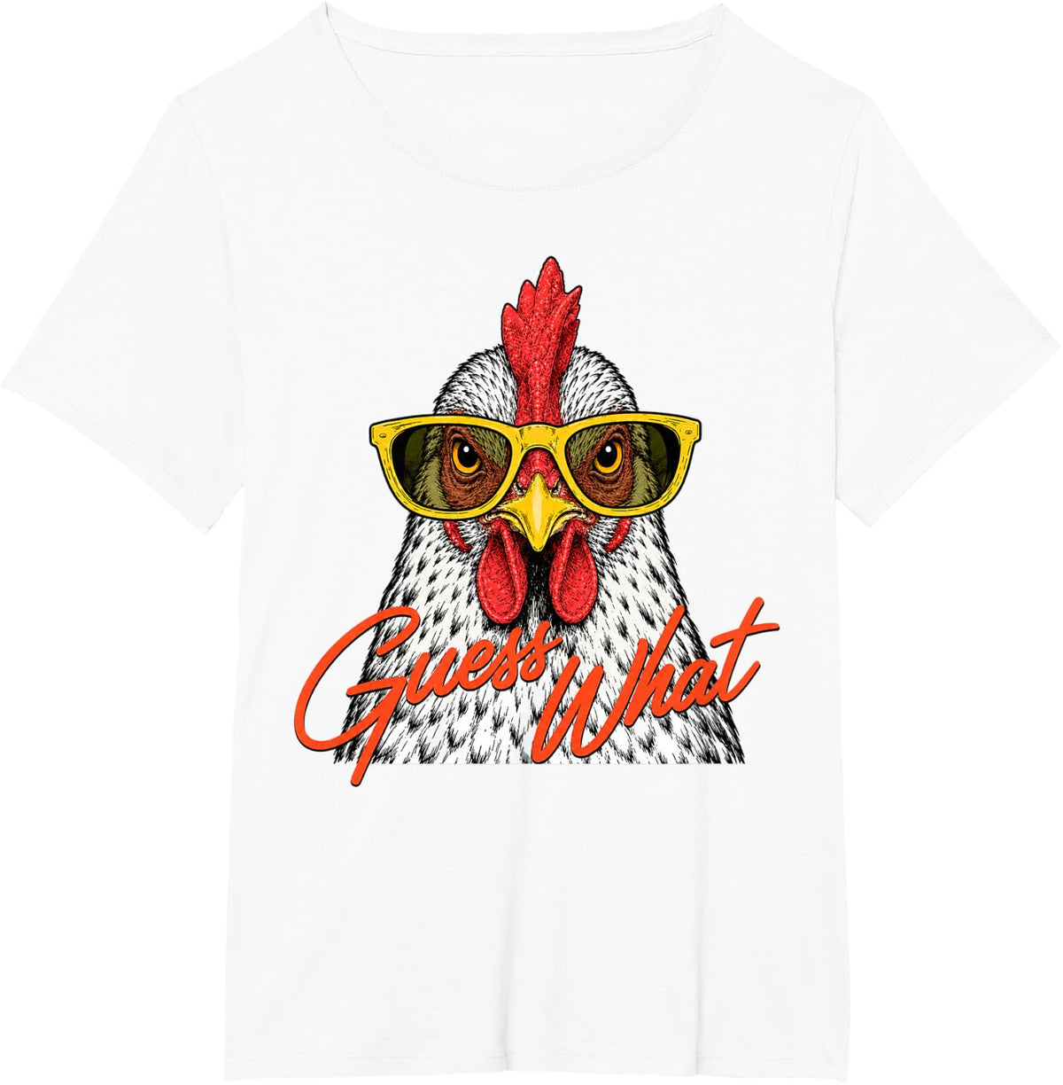 (2 Sided) Guess What Chicken Butt Funny Chicken Farm Humor T-Shirt - White