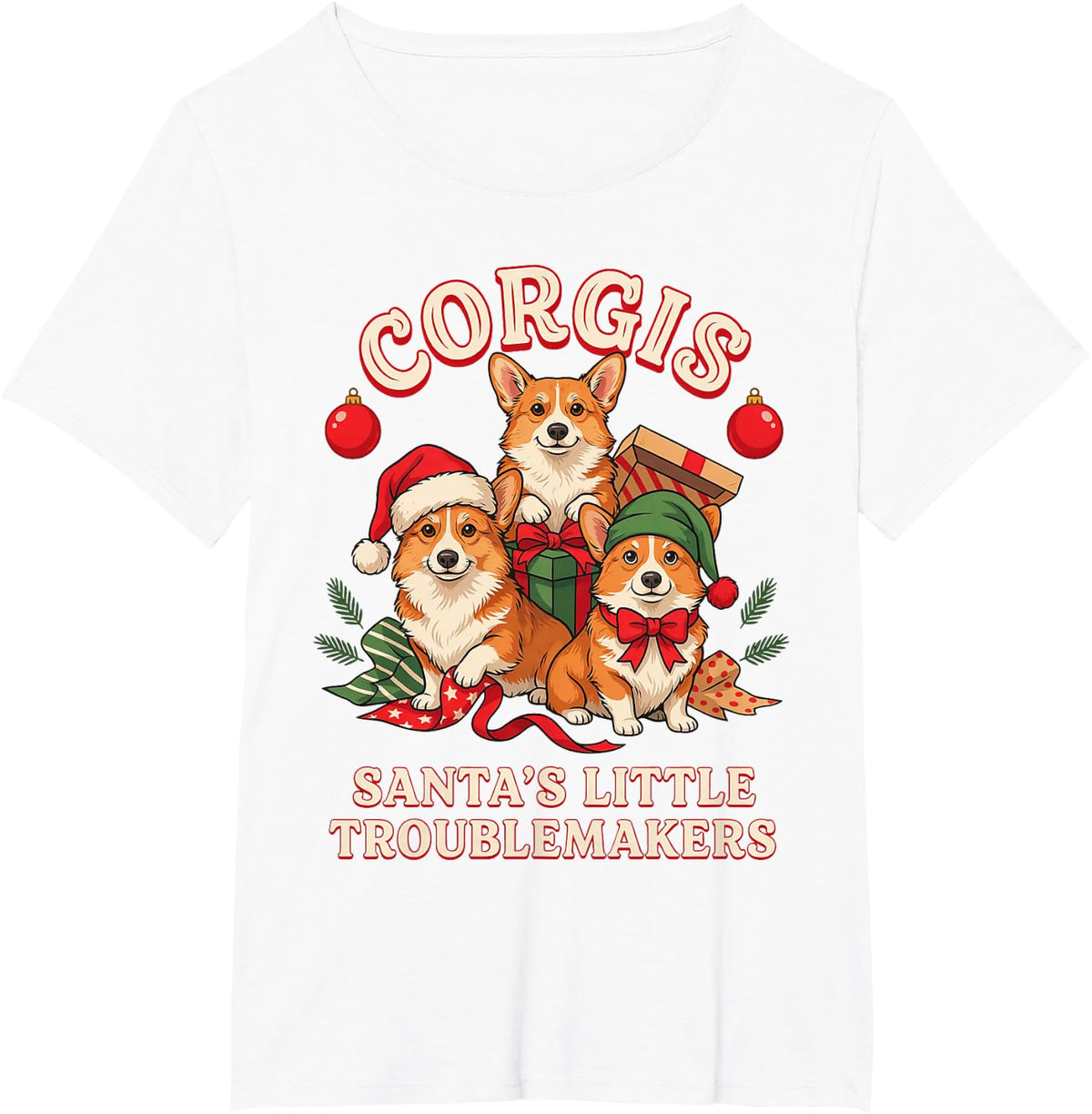 Corgi Santa's Little Troublemakers X-Mas T-Shirt - White