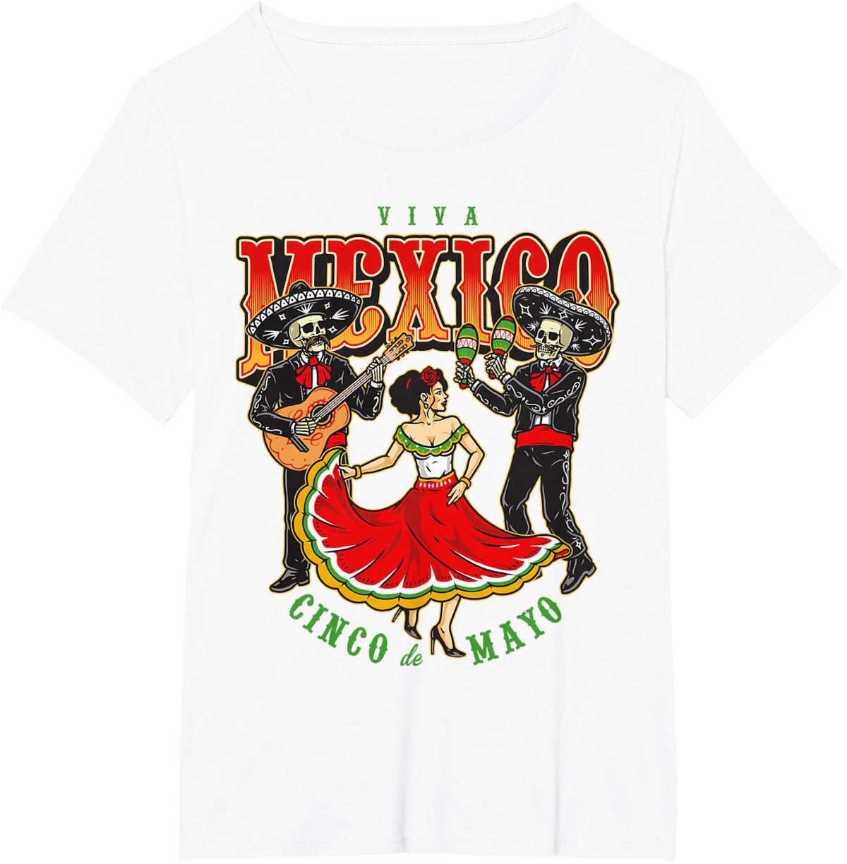 Happy 5 De Mayo Cinco de Mayo Viva Mexico Fiesta Music T-Shirt - White