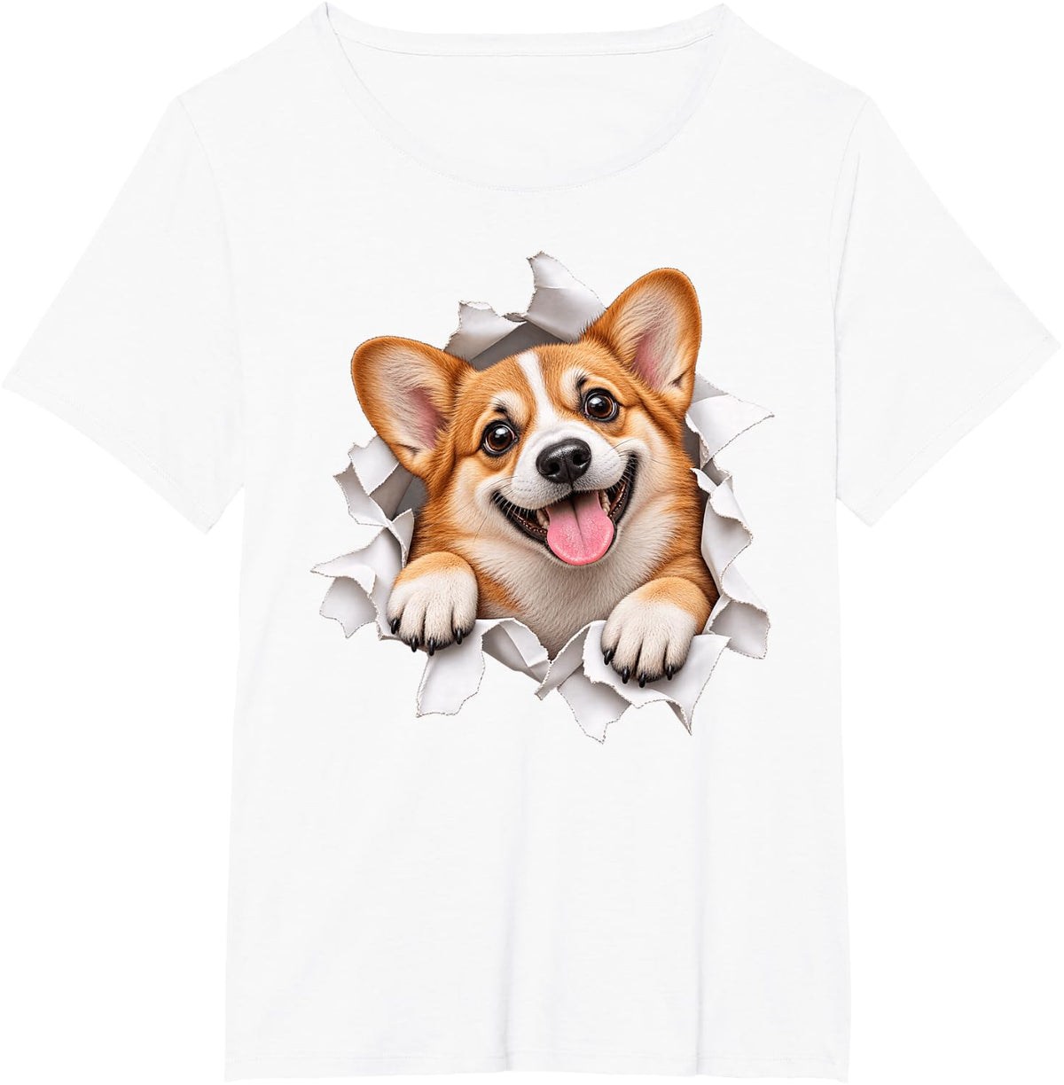 Funny Pembroke Welsh Corgi Peeking Cute Dog Lover Mom Dad T-Shirt - White