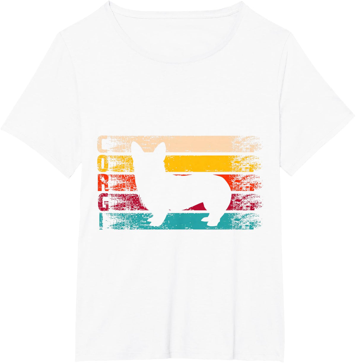 A Corgi Silhouette - Retro Distressed Dog Lover Tricolor T-Shirt - White