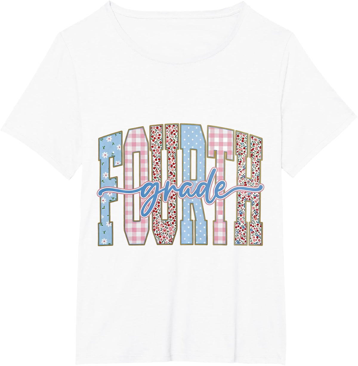 Preppy Fourth Grade Teacher 4th Grade Back to School Girls T-Shirt - White