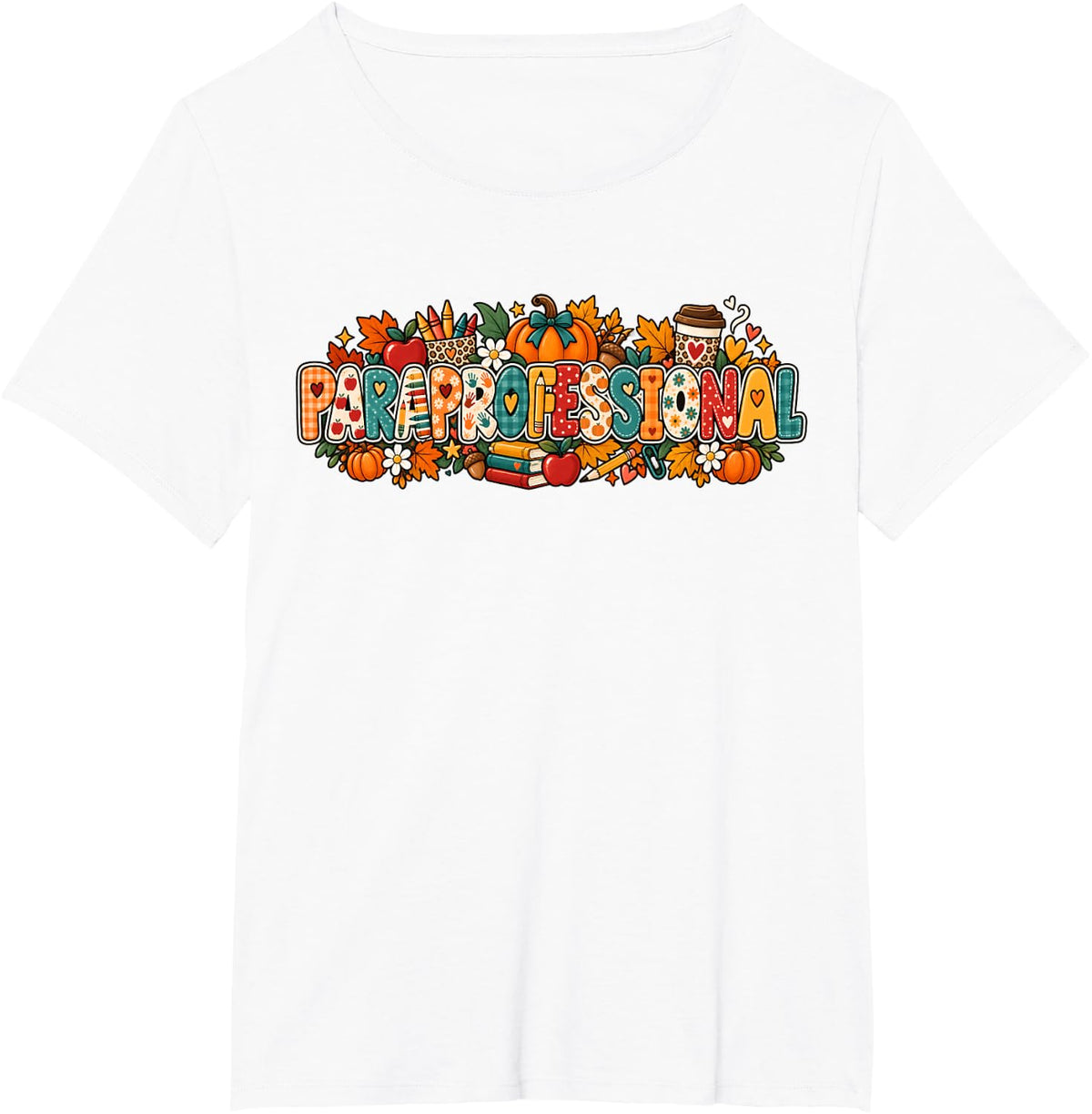 Paraprofessional Fall Pumpkin Autumn School Support Staff T-Shirt - White