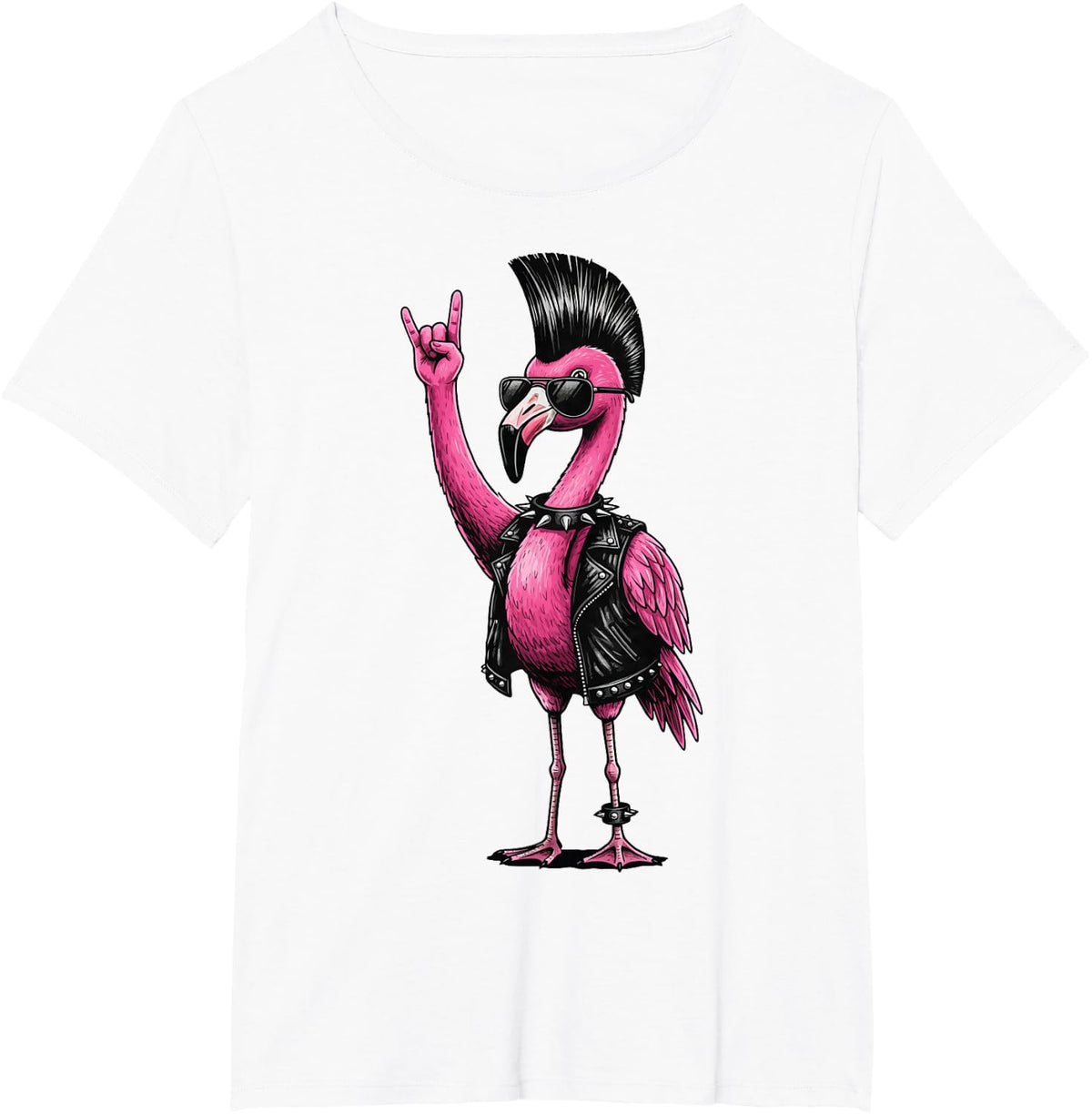 Flamingo Punk Rock Heavy Metal T-Shirt - White