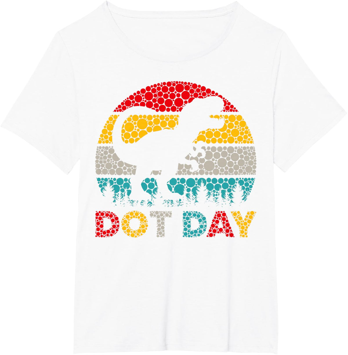Retro T Rex Dinosaur Polka Dot Art Student Dot Day Boys Kids T-Shirt - White
