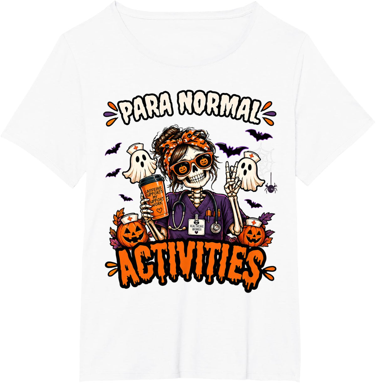 para Normal Activities Paraprofessional Halloween Spooky T-Shirt - White