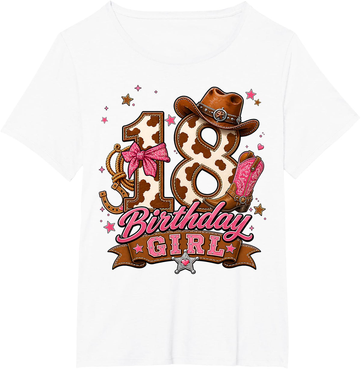 18th Birthday Girl Pink 18 Years Old Cowgirl Western Rodeo T-Shirt - White