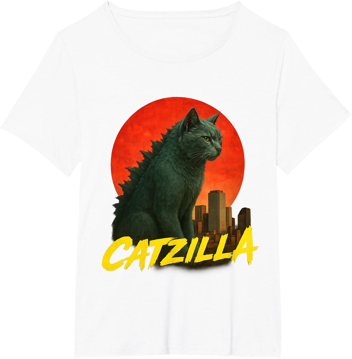 Catzilla Retro Japanese Monster Cat T-Shirt - White