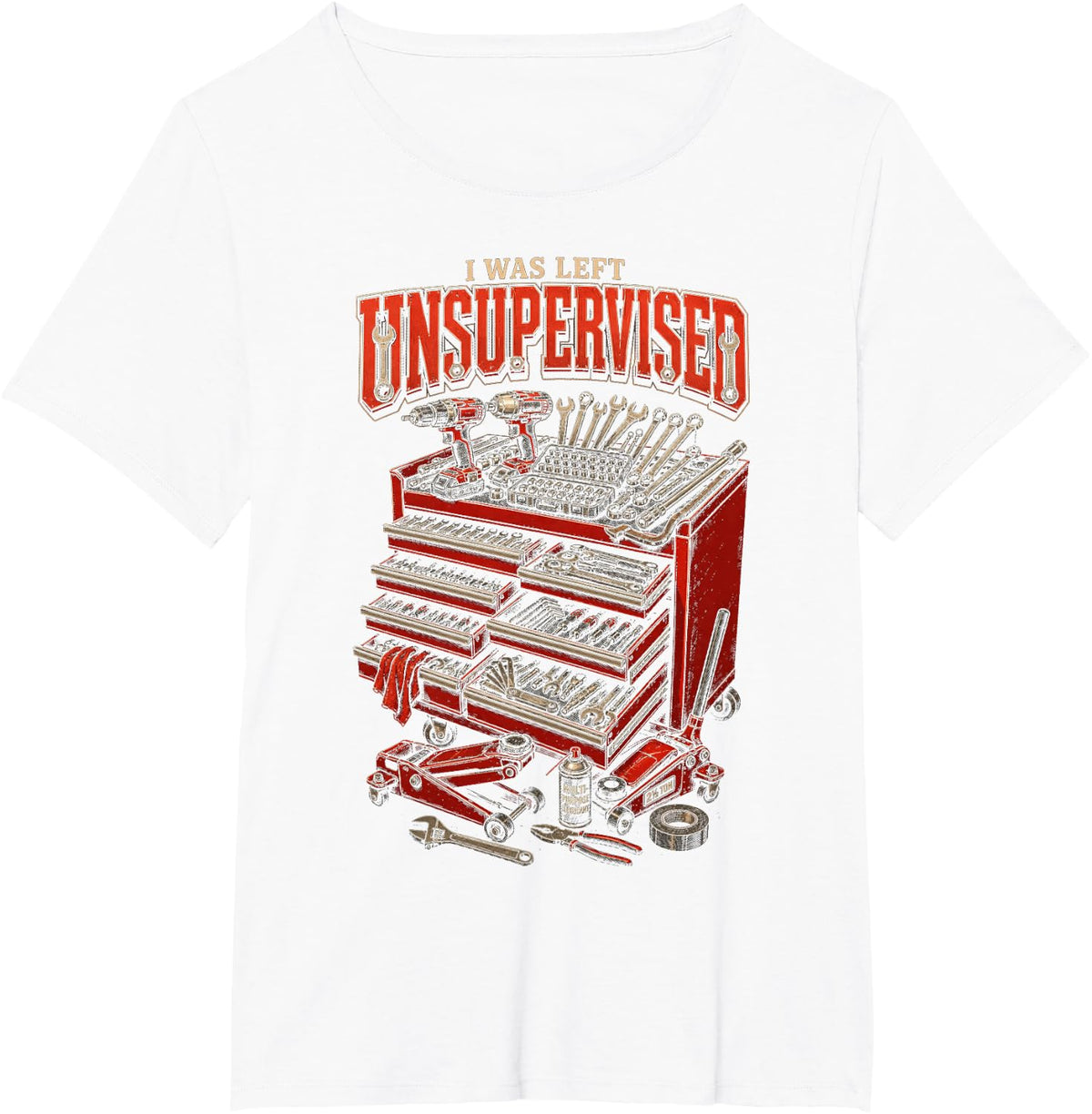 I was Left Unsupervised Car Guy Mechanic Funny Men T-Shirt - White