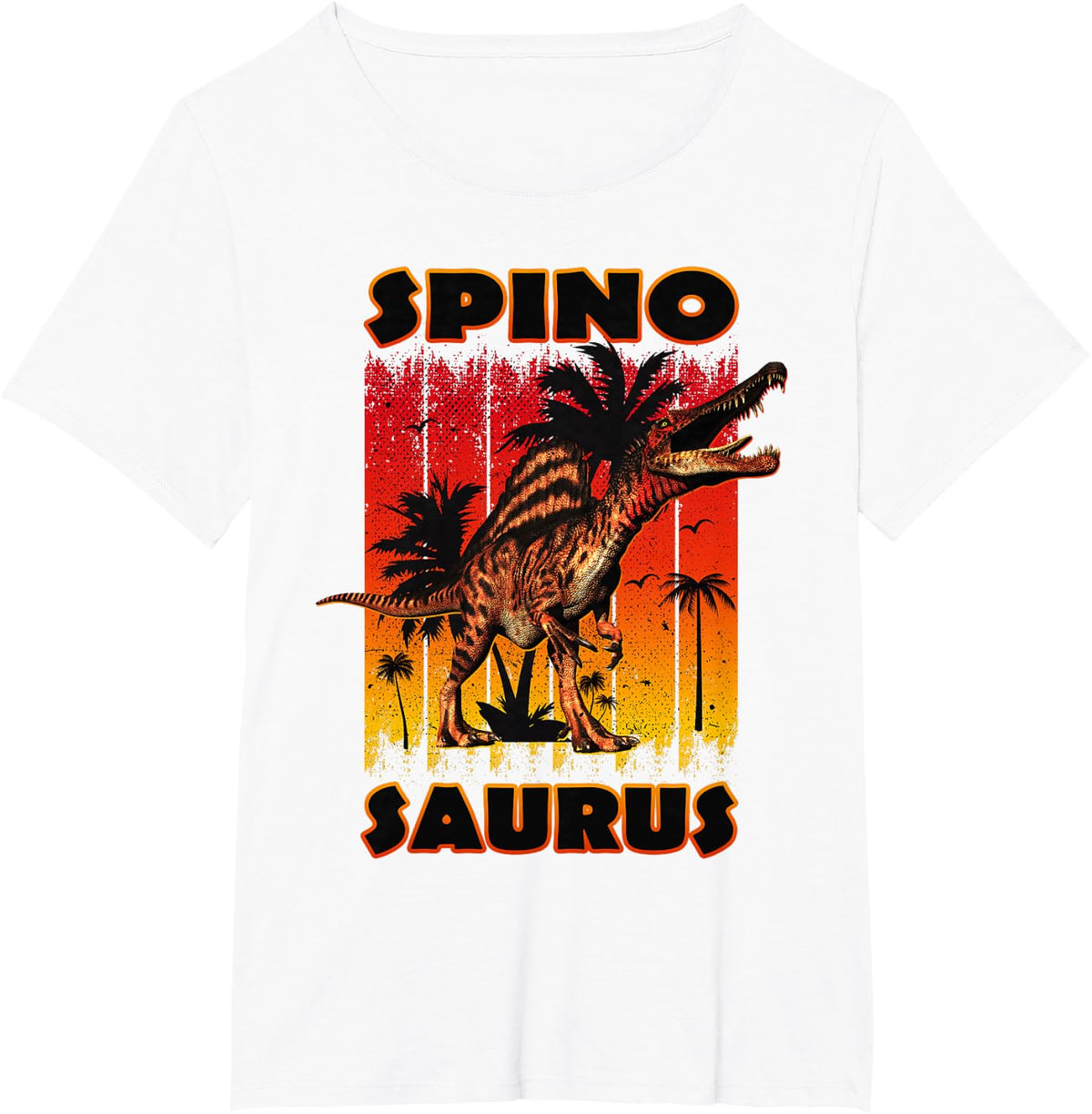 Spinosaurus T-shirt for Kids and Adults, Sunset Dinosaur T-Shirt - White