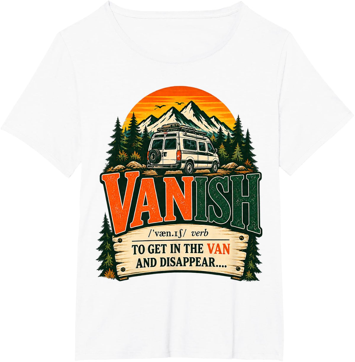 Vintage Vanish Get in the Van Funny Van Life Road Trip T-Shirt - White