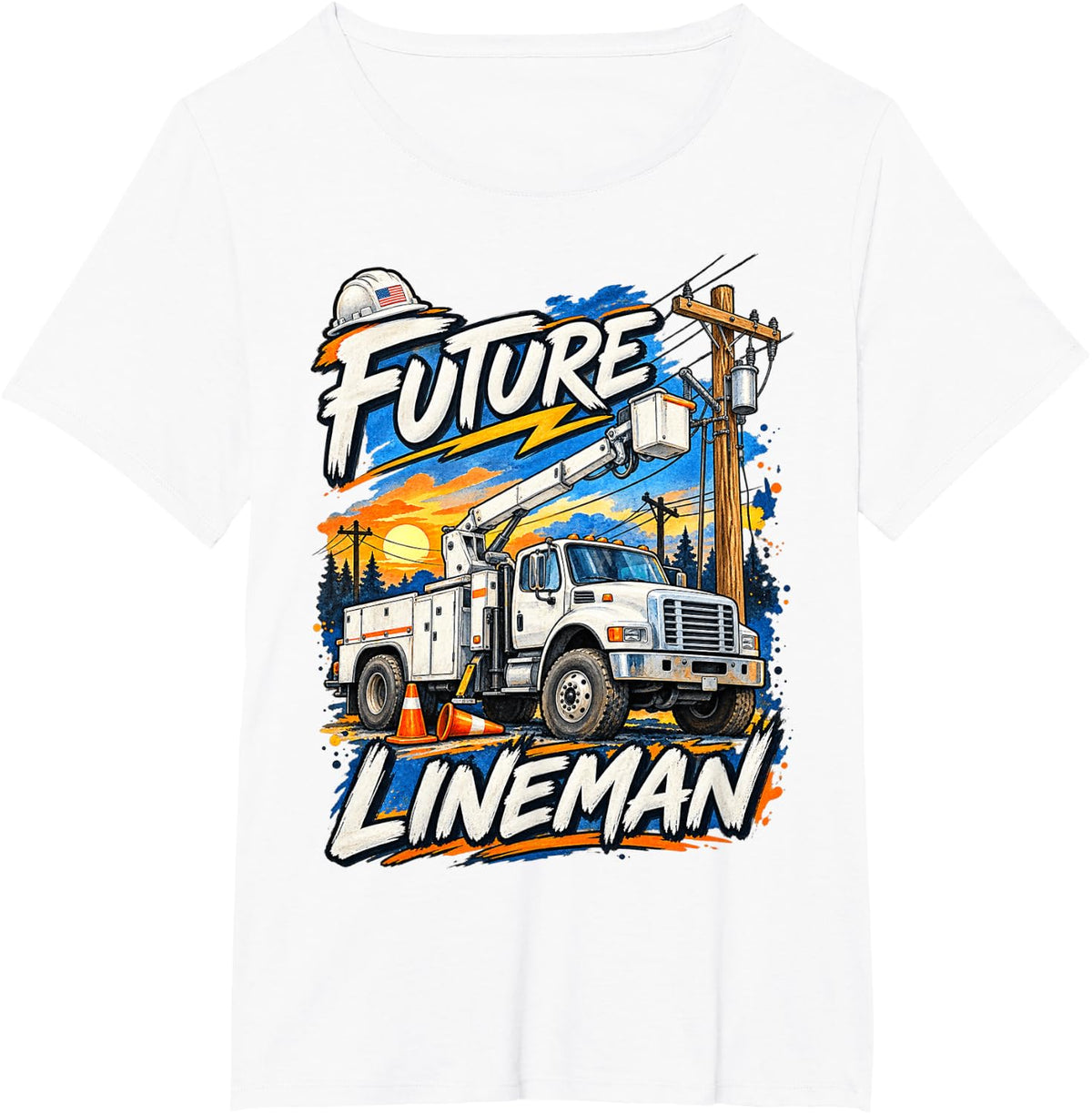 Future Lineman Bucket Truck Kid Future Electric Cable to Be T-Shirt - White