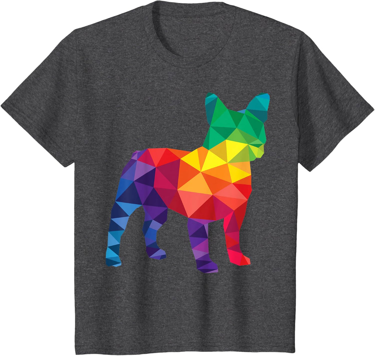 French Bulldog LGBT Gay Pride Month LGBTQ Rainbow Flag Dog Men Women Kids T-Shirt - Dark Heather Grey
