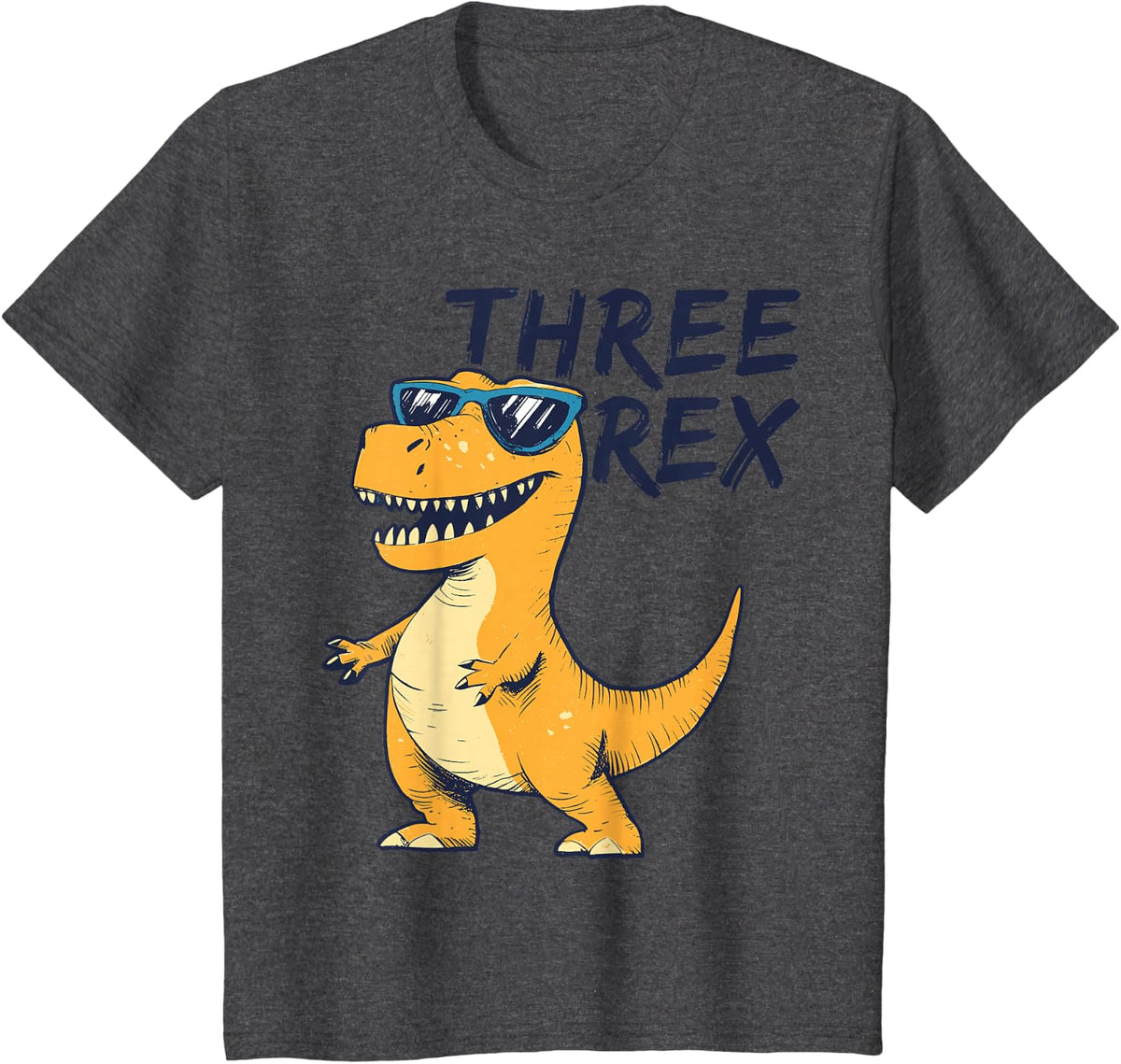 Three Rex 3rd Birthday Gifts Third Dinosaur Boy 3 Years Old T-Shirt - Dark Heather Grey