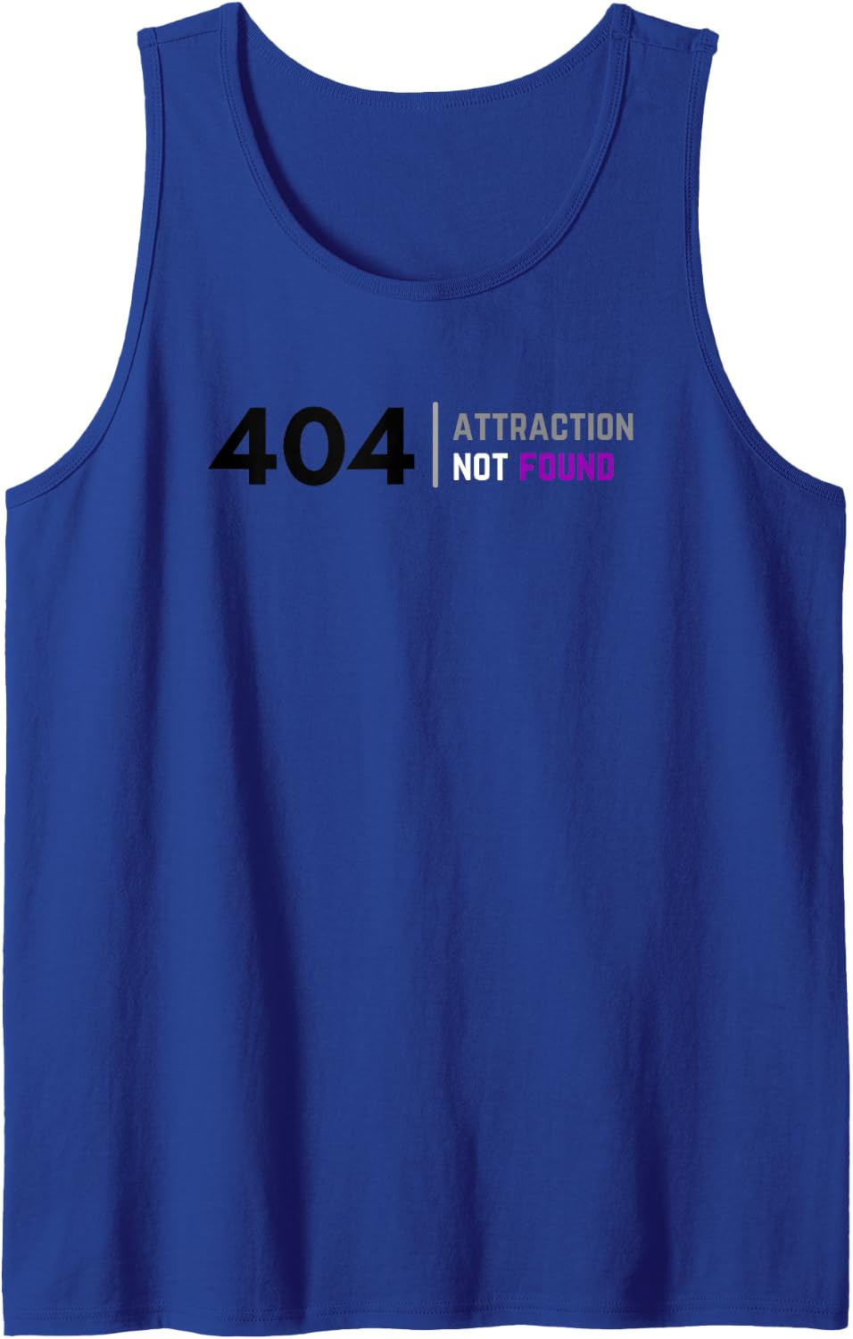 404 Attraction Not Found, Asexual Pride, Funny LGBTQ ARO Ace Sleeveless Tank Top - Royal Blue