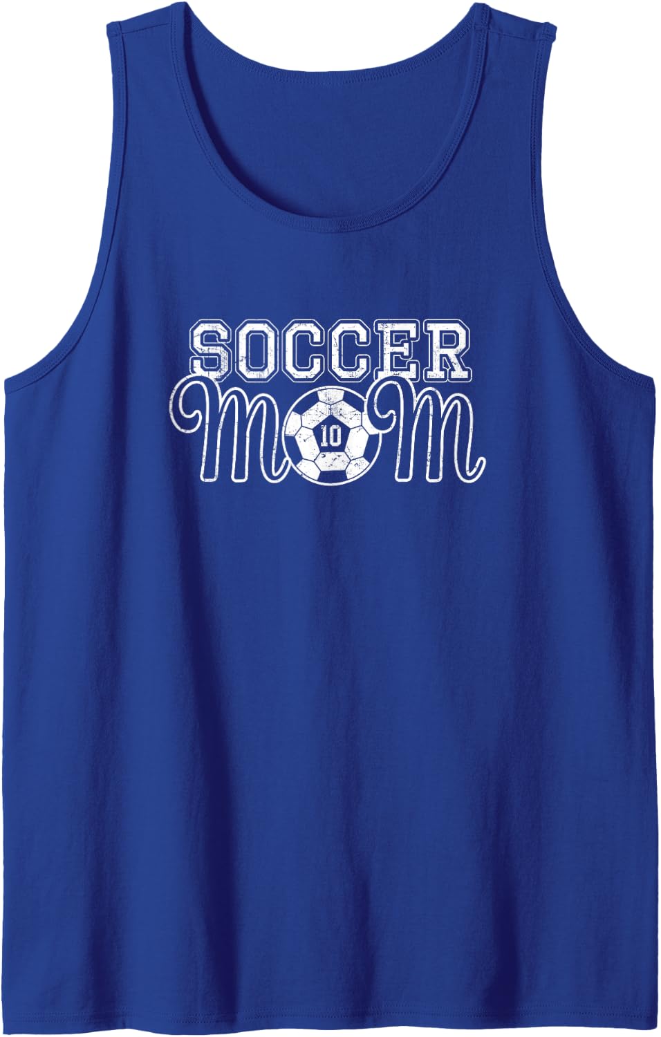 Vintage White Number 10 Soccer Mom #10 Player Jersey Shirt Tank Top - Royal Blue
