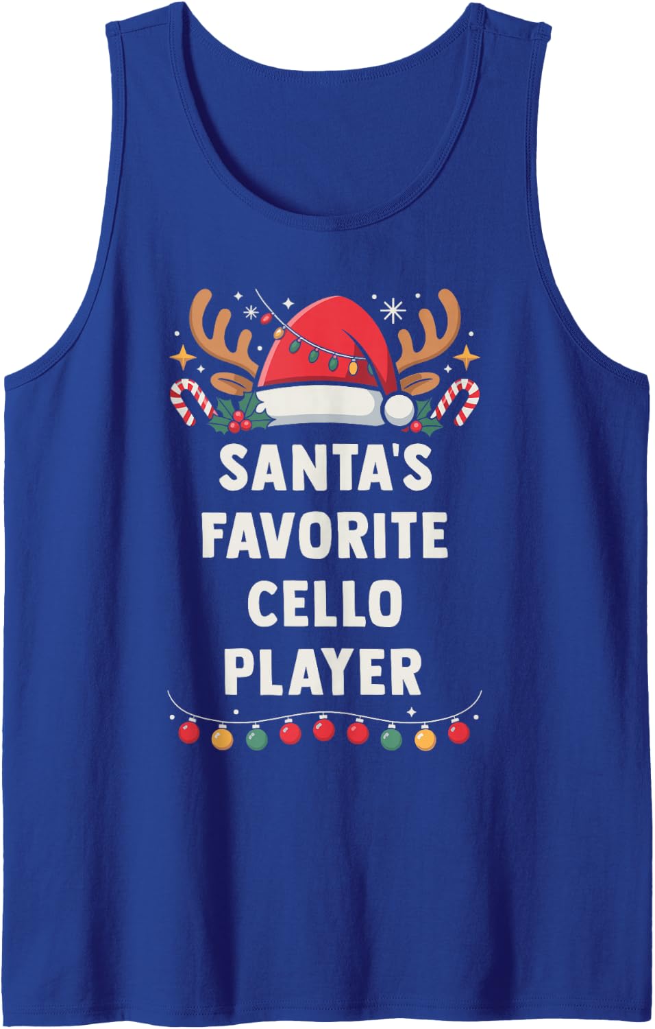Santa's Favorite Cello Player Christmas Concert Band Squad Sleeveless Tank Top - Royal Blue