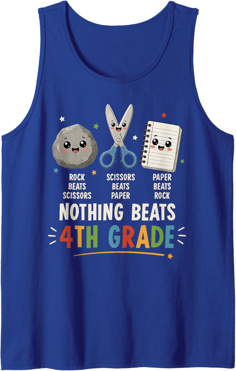 Nothing Beats Fourth Grade Back to School Funny Teacher Kids Sleeveless Tank Top - Royal Blue