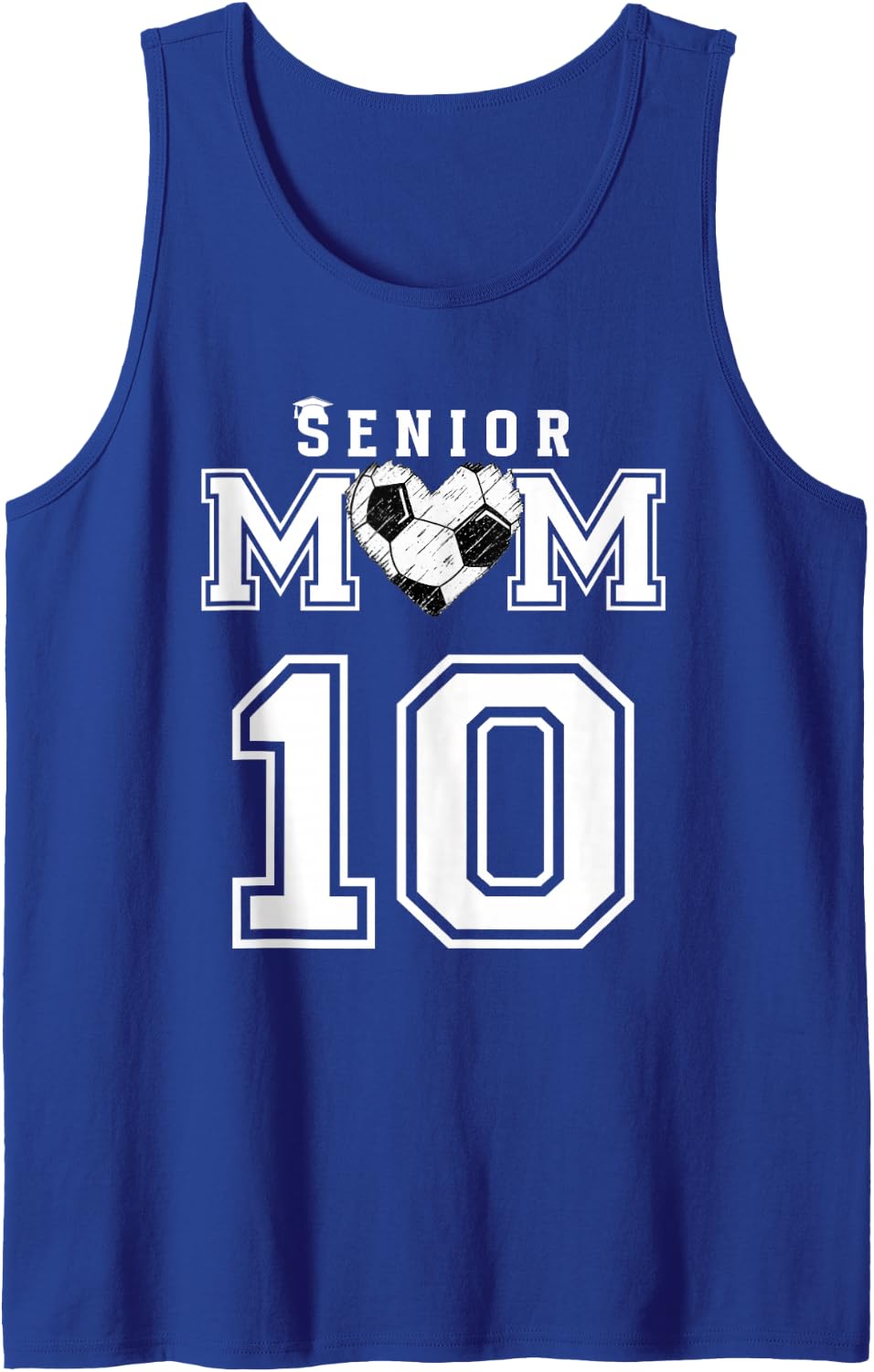 Proud Senior Soccer Mom Custom Jersey Number 10 Graduation Sleeveless Tank Top - Royal Blue