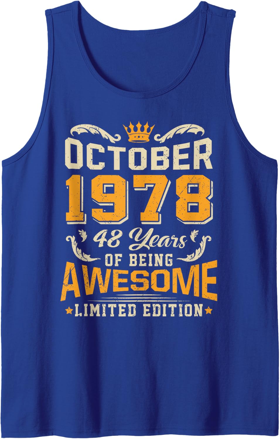 October 1978 Vintage 48 Years Awesome 48th Birthday Sleeveless Tank Top - Royal Blue