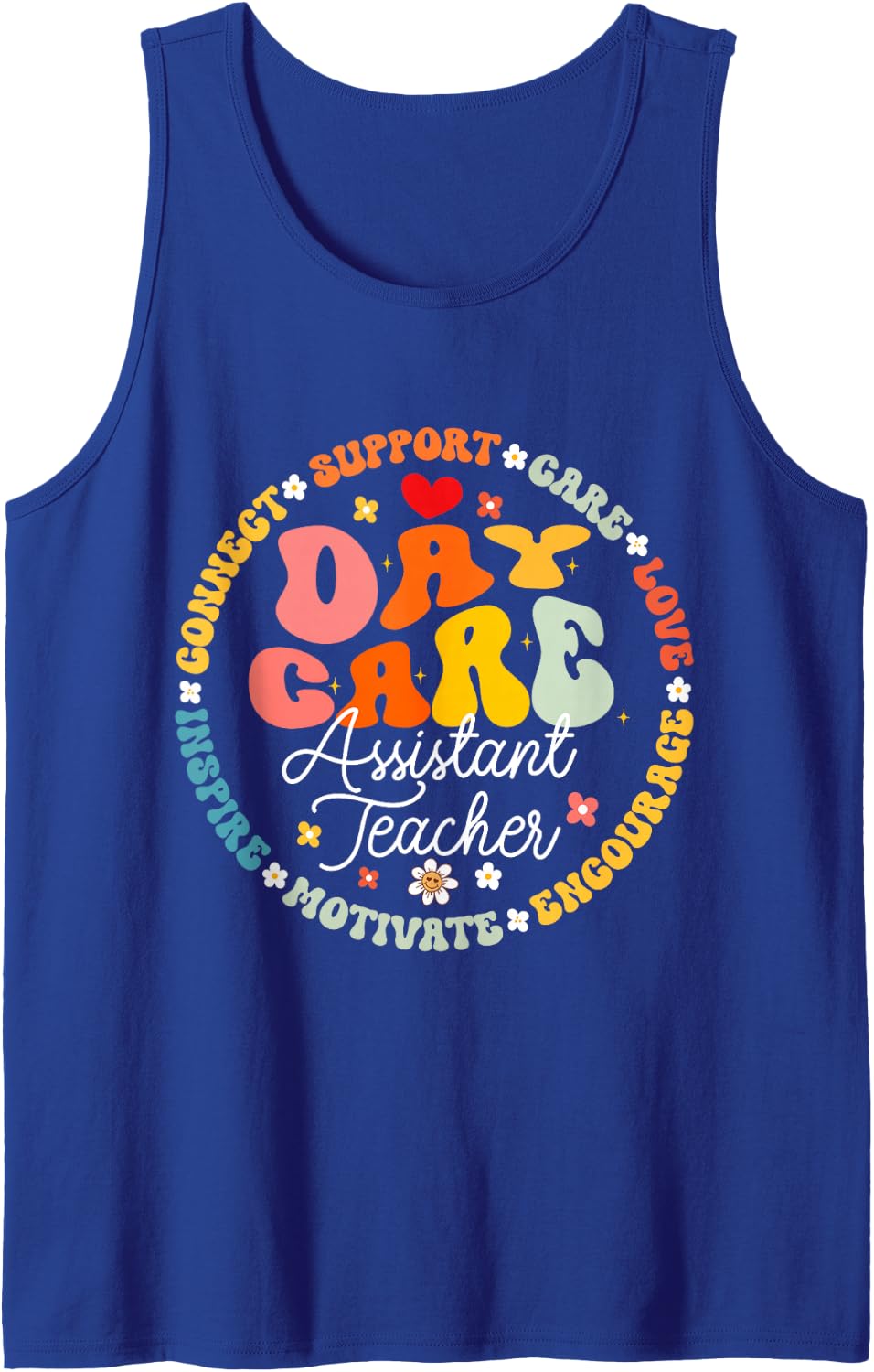 Groovy Daycare Assistant Teacher Childcare After School Sleeveless Tank Top - Royal Blue