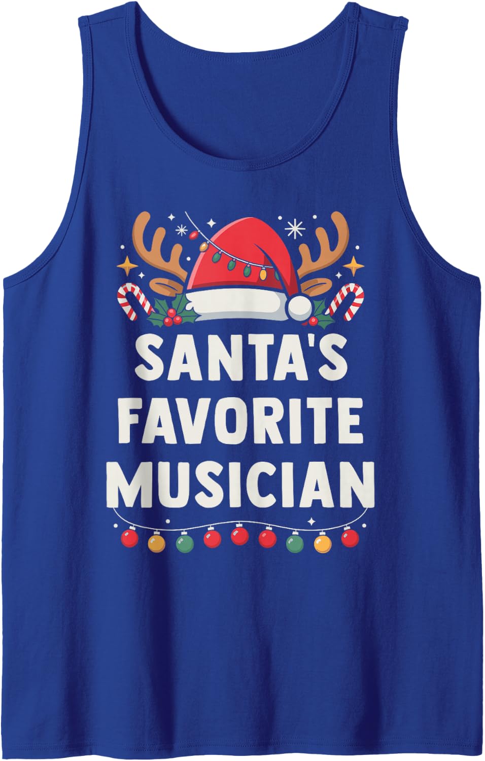 Santa's Favorite Musician Xmas Concert Holiday Recital Sleeveless Tank Top - Royal Blue