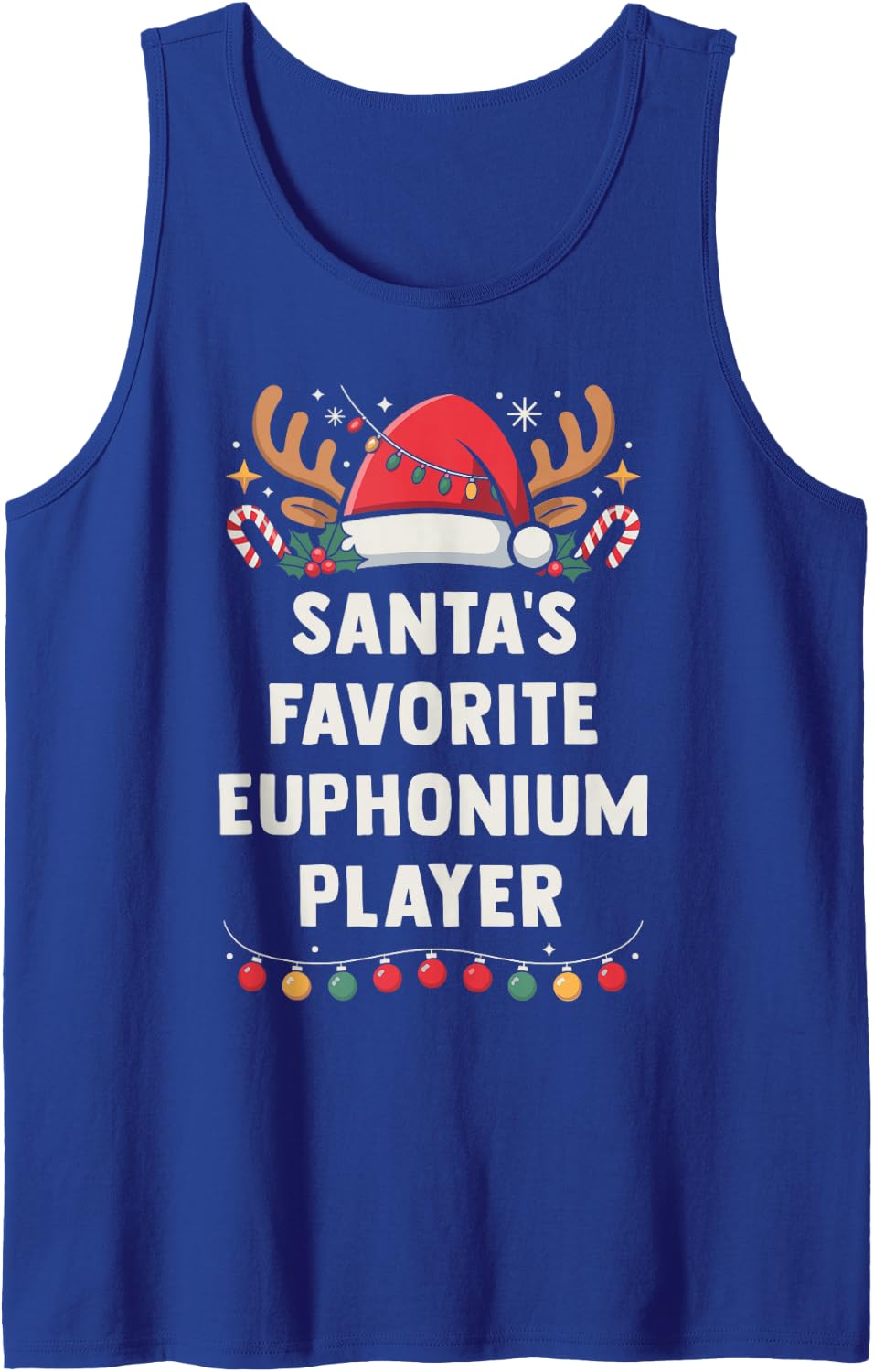 Santa's Favorite Euphonium Player Christmas Concert Crew Sleeveless Tank Top - Royal Blue