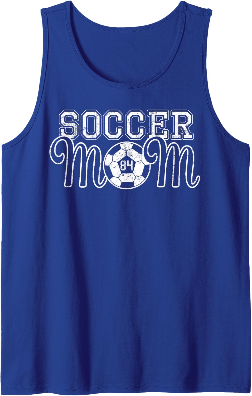Vintage White Number 84 Soccer Mom #84 Player Jersey Shirt Tank Top - Royal Blue
