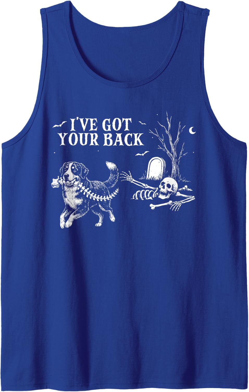 I've Got Your Back Halloween Dog Skeleton Bernese Mountain Sleeveless Tank Top - Royal Blue