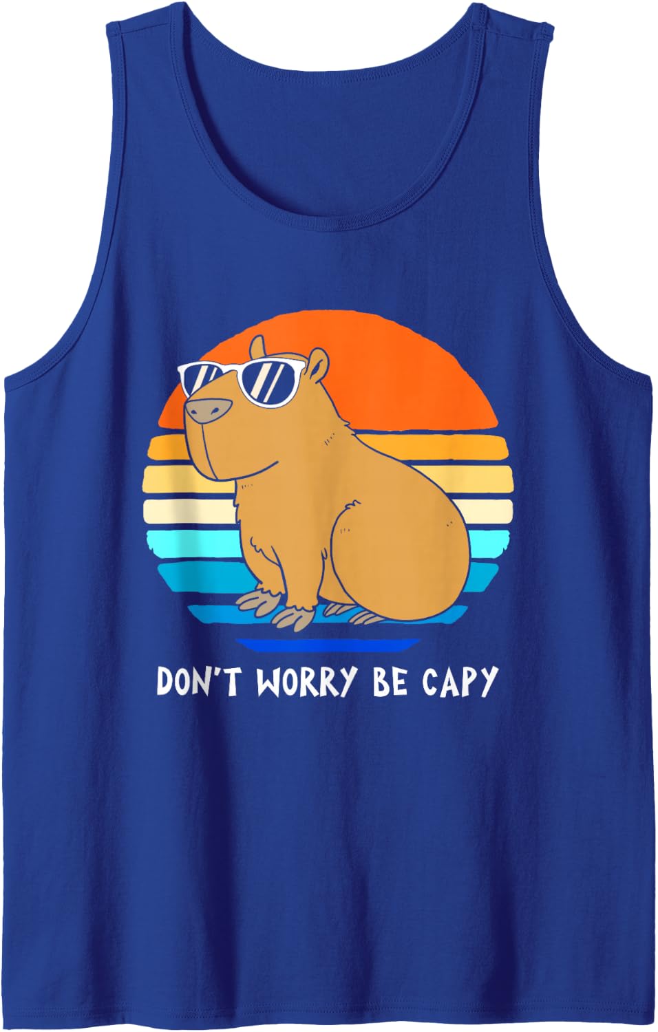 Retro Rodent Funny Capybara Dont Be Worry Be Capy Tank Top - Royal Blue