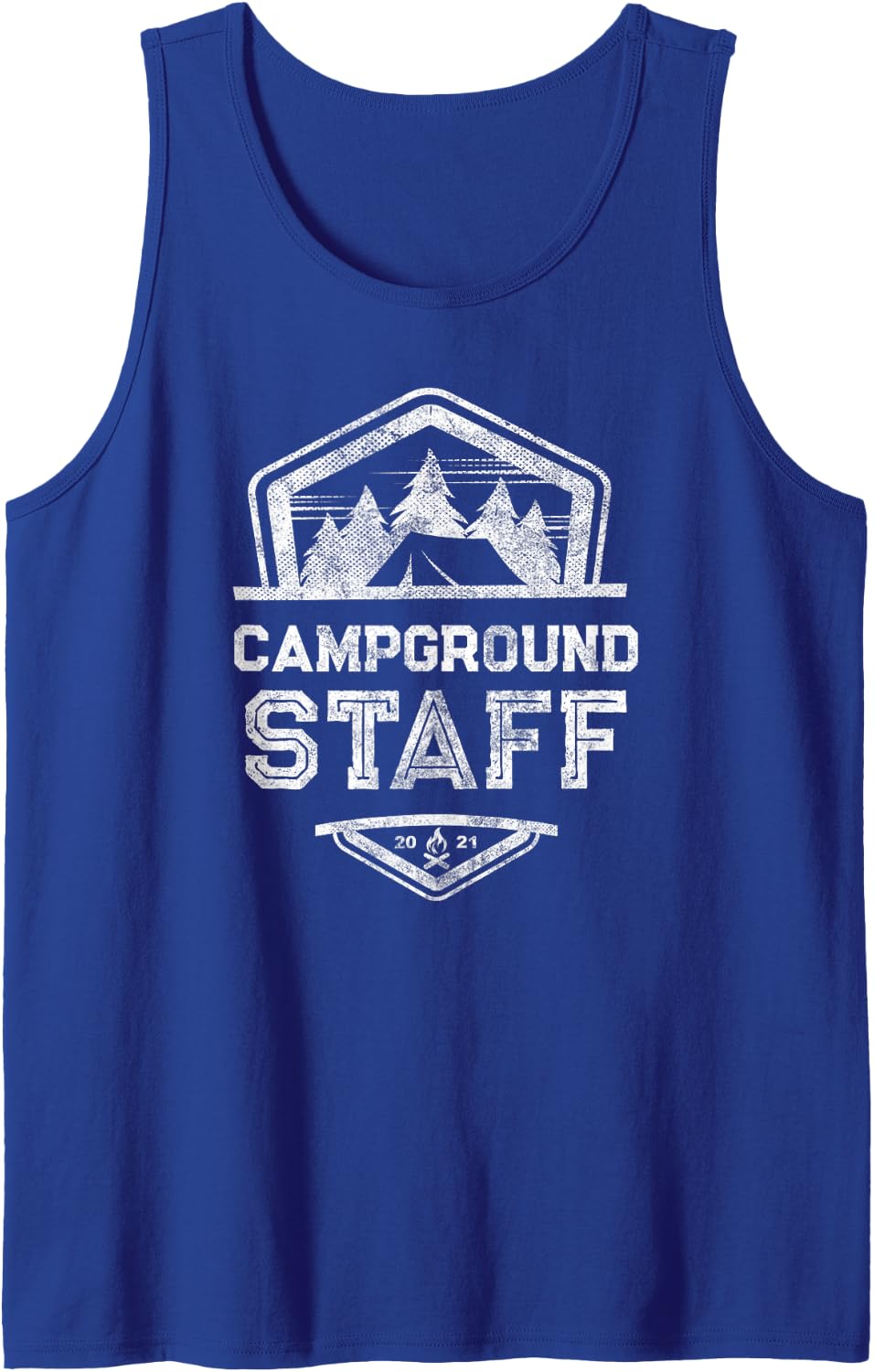 Vintage CAMPGROUND STAFF Campsite Host Team Camp Hosting Tank Top - Royal Blue